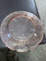 Vintage Pink Depression Glass Jeannette Cherry Blossom Sherbet Plate 9 Inches - £7.71 GBP