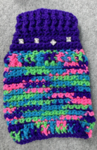 Dog Sweater Small Purple Pink Green Crochet Handmade - $29.69