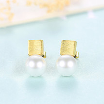 Pearl Stud Earrings S925 Silver Earrings Love Girl Ear - £13.58 GBP