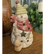 Yankee Candle Snowman Iridescent Tea Light Candle Holder Christmas Winte... - $13.09
