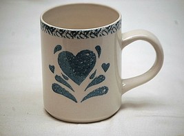 My Heart Gibson Designs 4&quot; Coffee Cup Chocolate Mug Sponged Blue Heart Stoneware - £6.95 GBP