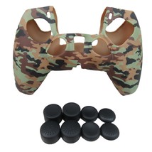 For PS5 Controller Silicone Grip Green Brown Camo Cover + (8) Analog Thu... - $9.33