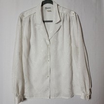 Gailord Womens Size14 Long Sleeve Button Down Dress Shirt White Brocade ... - £11.44 GBP