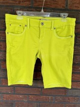 Levi&#39;s Neon Yellow/Green Bermuda Shorts Size 7 Walking 80s Stretch White... - £19.03 GBP