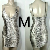 Snakeskin Print Satin Silky V-Neck Mini Dress   Size M - £23.10 GBP