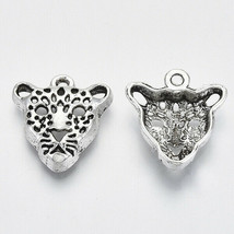 4 Leopard Charms Antiqued Silver Rainforest Animal Pendants Findings Lot - £3.13 GBP