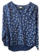 Sonoma Life + Style top tunic  Size L long sleeve 1/4 button Henley Blue White - £11.53 GBP