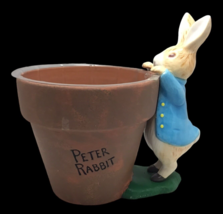 Vintage Beatrix Potter Cottage Spring Peter Rabbit Planter w Liner Easter 2000 - $21.88