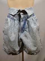 Vtg Lindsay Gray Acid Wash Jean Shorts 80s High Rise Fold Over Waist But... - £47.84 GBP
