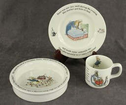 Wedgwood English China PETER RABBIT Beatrix Potter Porringer Bowl Mug &amp; Plate - £26.10 GBP
