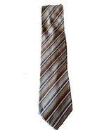 Van Heusen Tie Silk 58&quot; Length 3.5&quot; Width Vintage Brown Blue Diagonal St... - $6.77 CAD