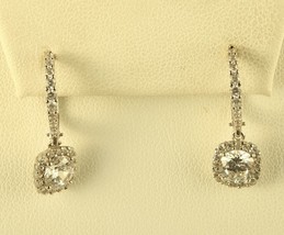Vtg Sterling Sign IBB 925 CZ Crystal Stone Infinity Halo Drop Leverback Earrings - £30.07 GBP