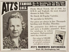 1941 Print Ad ATZ&#39;S Mammoth Hatcheries Famous Chix Huntingburg,Indiana - £6.45 GBP