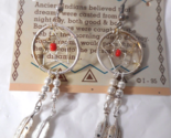 Dream Catcher Earrings Silver Tone Red Bead Feather Pierced Vintage Web ... - $8.79