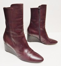 ﻿Balenciaga Boots Leather Booties Wedge Zipper Brown Fashion Women&#39;s EU 39 - $294.00