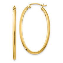 14k 2mm Oval Hoop Earrings TL245 - £268.39 GBP