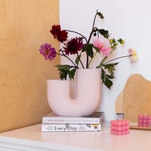 Nordic U-Shape Vase For Flowers-Pink Modern Ceramic, Or Gift Soft Pink - £27.17 GBP