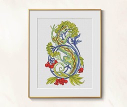 Lizard cross stitch chinese pattern pdf - Asian cross stitch lizard embroidery - £4.69 GBP