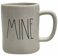 Rae Dunn MINE White Black Large Letter Coffee Mug Cup Valentines Day - £13.44 GBP