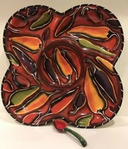 Cayenne By Clay Art Chip and Dip One Piece Hand Painted Ceramic w/ Spoon - £62.37 GBP