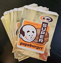 Vintage 1960s A&amp;W Root Beer Super Papa Burger Gold Foil Hamburger Bag Lo... - $50.42