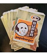 Vintage 1960s A&amp;W Root Beer Super Papa Burger Gold Foil Hamburger Bag Lo... - $50.42