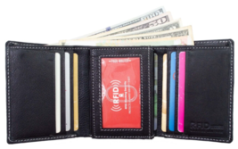 Genuine Leather Men&#39;s Trifold Wallet with RFID Blocking Leather Wallet - $18.99