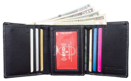 Genuine Leather Men&#39;s Trifold Wallet with RFID Blocking Leather Wallet - £15.04 GBP