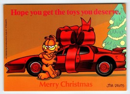 Garfield Christmas Postcard Red Sports Car Jim Davis Comic Orange Tabby Cat 1978 - £7.44 GBP
