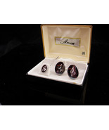 Vintage letter A Cufflinks / hematite color tuxedo set / original box &amp; ... - £115.90 GBP