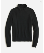 New J Crew Women Merino Wool Sweater Ruffle Neck Sz S Black Long Sleeve ... - £47.54 GBP