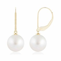 South Sea Cultured Pearl Drop, Dangle Earrings in 14K Gold (Grade-AA , 10MM) - £445.23 GBP