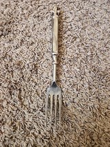 Large Silver Coated Vintage Carving Or Serving Fork 3 Prong Fluer-de-lis... - $26.18