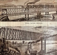 Fall River And Leavenworth Bridge 1876 Worlds Fair Expo Victorian Woodcu... - $69.99