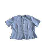 Pendleton Vintage Women Sz10 ButtonUp Short Sleeve Shirt W/Shoulder Pads blue D5 - $18.81