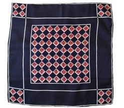 Womens Vintage Scarf Red White Blue Abstract Acetate Scarf 1970S - $17.82