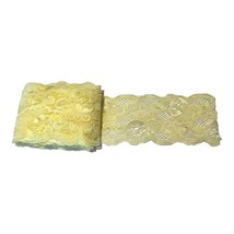 Fancy Vintage Lingerie LOT Scalloped Stretch Yellow Floral Lace Trim 3” ... - £22.69 GBP