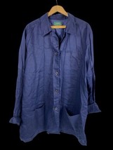 Lauren Ralph Lauren Blazer 3X Blue Linen Button Jacket Lagenlook Quiet L... - $139.99