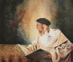 ITZHAK TORDJMAN &quot;RABBI STUDYING&quot; MIXED MEDIA ORIGINAL ON CANVAS H/S COA ... - $17,021.23 MXN