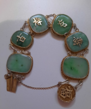 Vintage Chinese Apple Jade Jadeite Silver Gilt Bracelet Spares Or Repair - £533.03 GBP