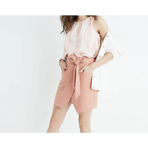Madewell Portside Raw Silk Faux Wrap Skirt | Size 14, Blush Pink| F2984 - £22.18 GBP