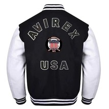 Avirex Wool Bomber Leather Jacket Sleeve Varsity Streetwear Style  - $2,213.07 MXN+