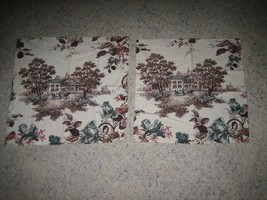 Lot of 2 Vintage Mid Century Modern Floral Print Barkcloth Fabric Pieces - £16.61 GBP