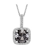 Black &amp; White Diamond Halo Pendant Necklace in 14 Karat White Gold - 2.3... - $909.87 CAD