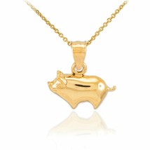 10K Solid Yellow Gold Pig Charm Pendant Necklace 16&quot; 18&quot; 20&quot; 22&quot; - £94.17 GBP+