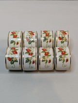 Lot 8 Round Porcelain Strawberry Ceramic China Napkin Ring Holders Gold 2&quot;h - £13.53 GBP