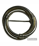 925 Sterling Silver Vintage Round Interlocked Pin Brooch - $48.00