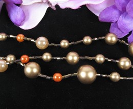 Triple Strand BRIGHT GOLDEN, BROWN, ORANGE Beads Necklace Vintage Beaded... - $309.96 MXN