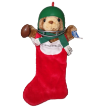 Philadelpia Eagles NFL Teddy Bear Stocking Christmas Plush 1993 Kelly Green Rare - $53.96