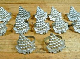 Vintage Set of 12 Grapes Metal Napkin Rings - $7.99